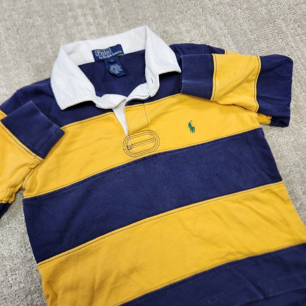 Vintage Polo Ralph Lauren Rugby Shirt Kids 4 Chunky Striped Toddler Heavy Cotton